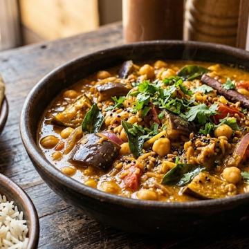 Brinjal and Chickpea Curry [India] 